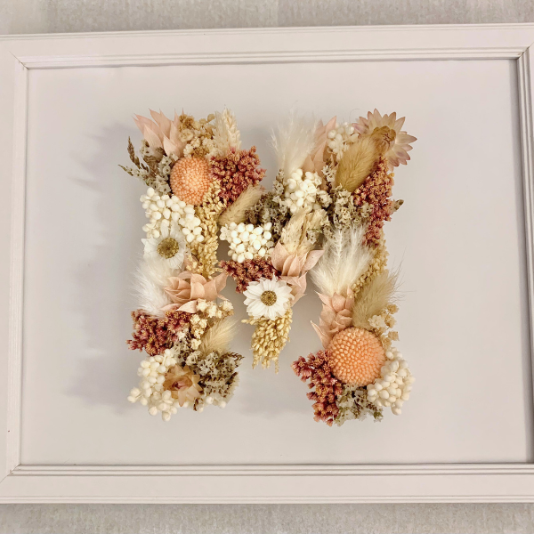 Cuadro con letra floral