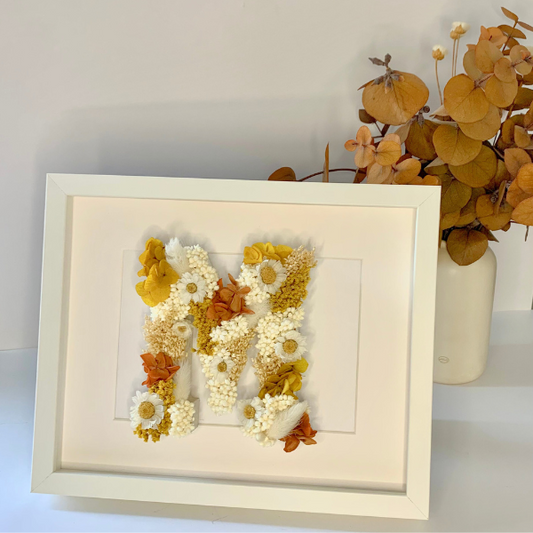 Cuadro con letra floral